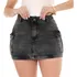 Saia Cargo Jeans Feminina Marmorizada Lycra Empina Bumbum