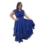 Saia Cigana Azul Dourada