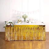 Saia De Mesa Metalizada Franja Festa Decoração Metálica