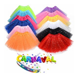 Saia De Tule Adulto Tutu Com Brilho Glitter Carnaval 40 Cm
