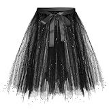 Saia De Tule Feminina Tutu 50er Vintage Saia De Tule Curta Balé Dança Anágua Subsaia Carnaval Cosplay Saia Preto M