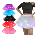 Saia De Tule Tutu Com Led E Brilho Carnaval Infantil adulto