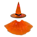 Saia De Tutu 40cm Led Kit Halloween Festas Chapéu De Led
