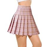 Saia Feminina De Uniforme Escolar De Tênis Plissada Com Cintura Alta A Plaid Pink 0