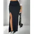 Saia Feminina Longa Cintura Alta Modeladora Fenda Lateral