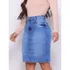 Saia Feminina Midi Jeans Evangélica Com Cós Alto E Elastano
