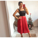 Saia Feminina Midi Plissada