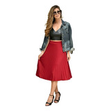 Saia Feminina Midi Plissada
