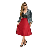 Saia Feminina Midi Plissada