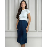 Saia Feminina Midi Plissada
