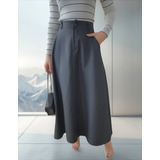 Saia Feminina Moda Evangelica Longa Midi Gode Cintura Alta
