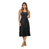 Saia Feminina Plissada Midi