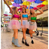 Saia Feminina Tutu Redonda Brilho Acessorio Glitter Fantasia