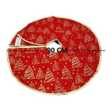 Saia Glitter P/ Base Árvore De Natal Enfeite Decoração 90cm Cor Vermelho E Dourado Árvores De Natal