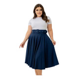 Saia Godê Midi Rodada Cintura Alta Moda Evangélica