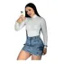 Saia Jeans Cargo Feminina Curta Mini Cintura Alta Sem Lycra
