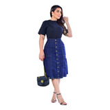 Saia Jeans Com Bolso