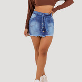Saia Jeans Com Lycra
