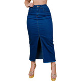 Saia Jeans Com Lycra