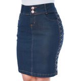 Saia Jeans Com Lycra