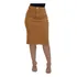 Saia Jeans Evangelica Midi Feminina Caramelo Cintura Alta.