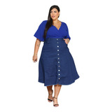 Saia Jeans Evase Midi