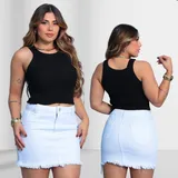 Saia Jeans Feminina Branca