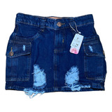 Saia Jeans Feminina Cargo