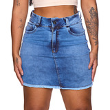 Saia Jeans Feminina Com