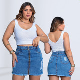 Saia Jeans Feminina De Ziper