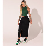 Saia Jeans Feminina Longa