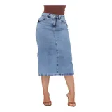 Saia Jeans Feminina Longa