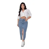 Saia Jeans Feminina Longa