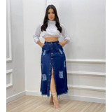 Saia Jeans Longa Escura
