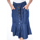 Saia Jeans Longa Tecido