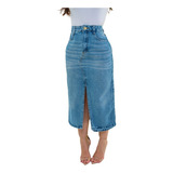 Saia Jeans Midi Com