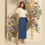 Saia Jeans Midi Cos