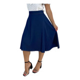 Saia Jeans Midi Godê Rodada Moda Evangélica