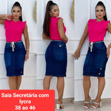 Saia Jeans Moda Evangélica Lindo Modelo Secretária