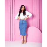 Saia Jeans Moda Feminina