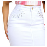 Saia Jeans Pedras Preciosas