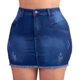 Saia Jeans Plus Size Com Lycra