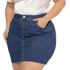 Saia Jeans Plus Size Lisa Barra Desfiada Cintura Alta Moda
