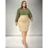 Saia Jeans Plus Size Moda Evangélica Com Elastano Ff
