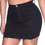 Saia Jeans Preta Feminina