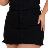 Saia Jeans Preta Plus