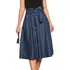 Saia Jeans Rodada Godê Tecido Premium Elegante Midi Com Laço