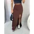 Saia Longa Feminina Envelope Com Fenda Lateral Cós Alto Sexy