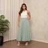 Saia Longa Feminina Evasê Alfaiataria Social Com Bolso