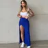 Saia Longa Fenda Sensual Moda Gringa Cintura Alta Suplex